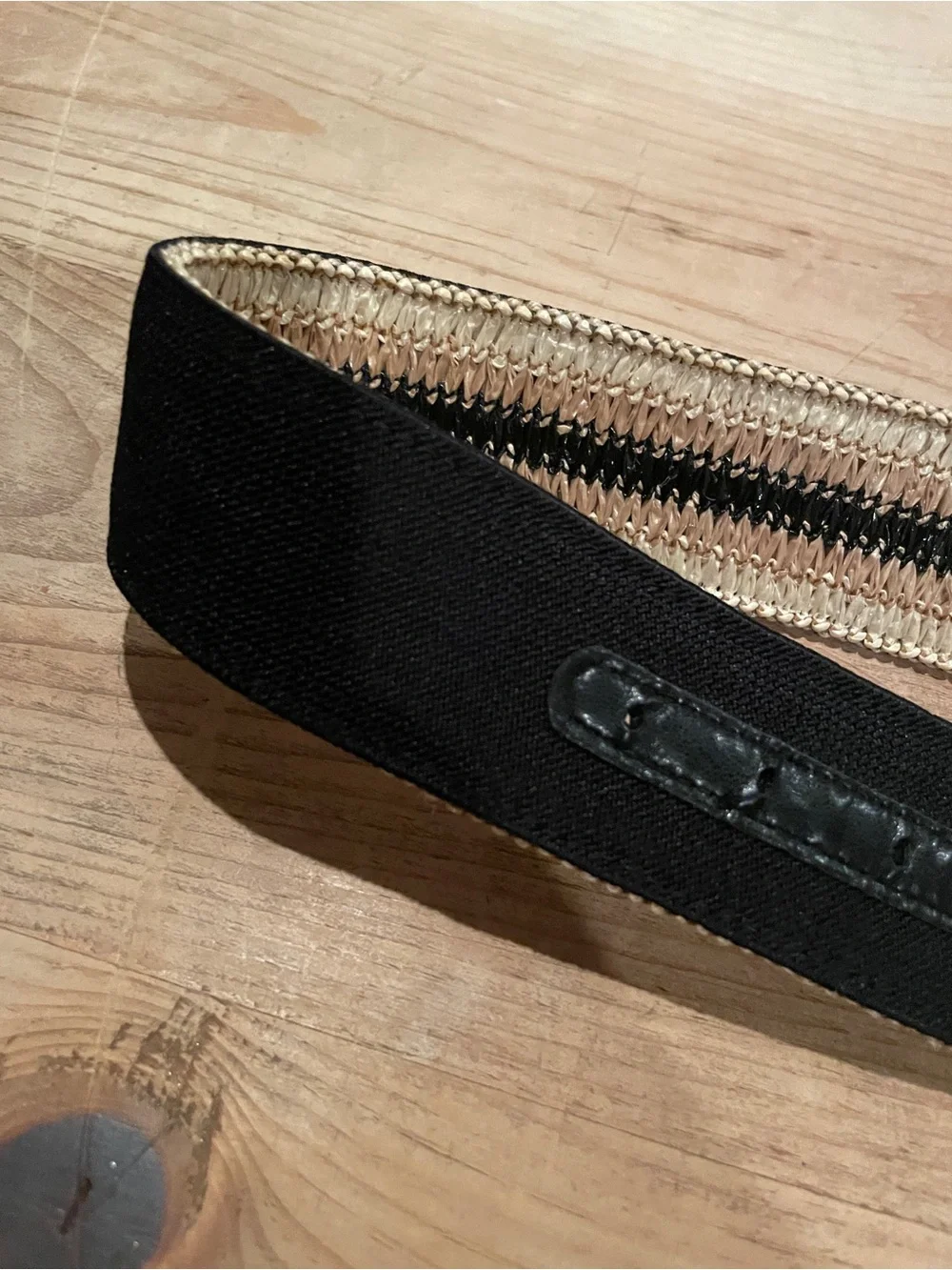 Brown Black Textured Woven Wide Belt beach lagum casual boho everyday OS
